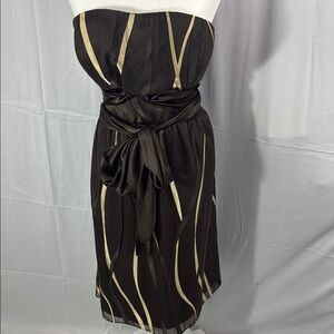 Antonio Melani Elegant Brown and Cream Strapless Dress Size 14